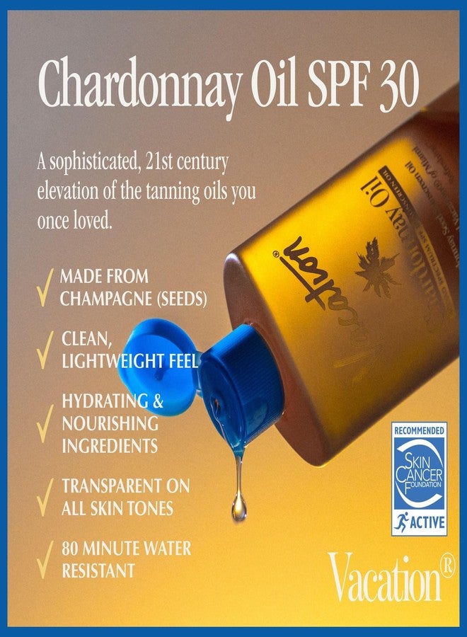 Vacation Chardonnay Oil SPF 30 Duo, Hydrating & Nourishing, Lightweight, Transparent on All Skin Tones, Water-Resistant, Travel Size Sunscreen Two-Pack, 3.4 Fl. Oz. Each - Image 2
